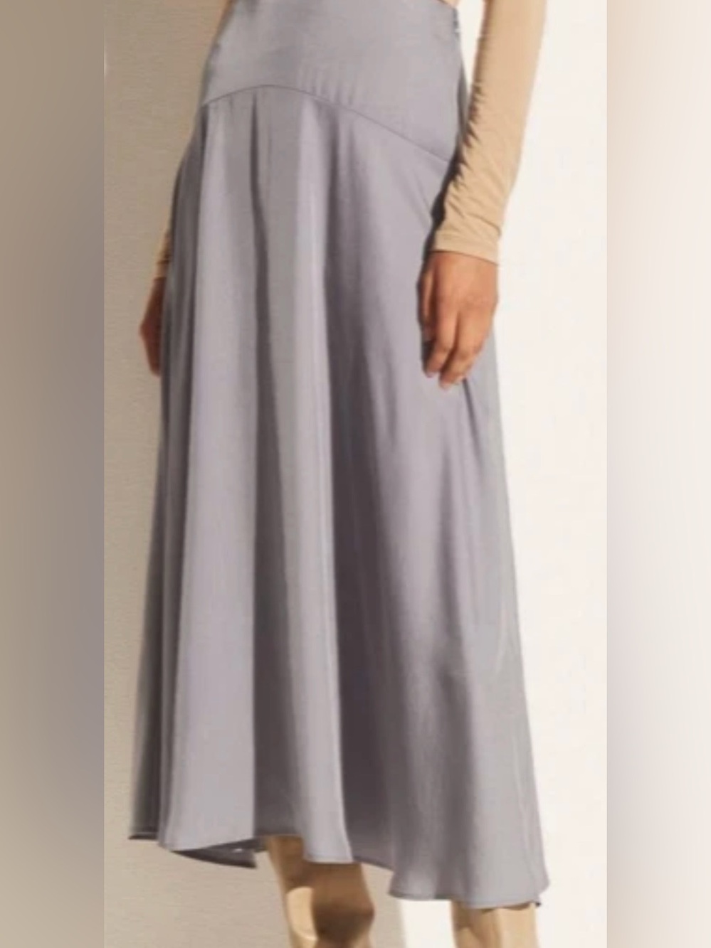 NWT VINCE Paneled Front Flutter Long Skirt In Iris Blue Size: 16 - Picture 2 of 11